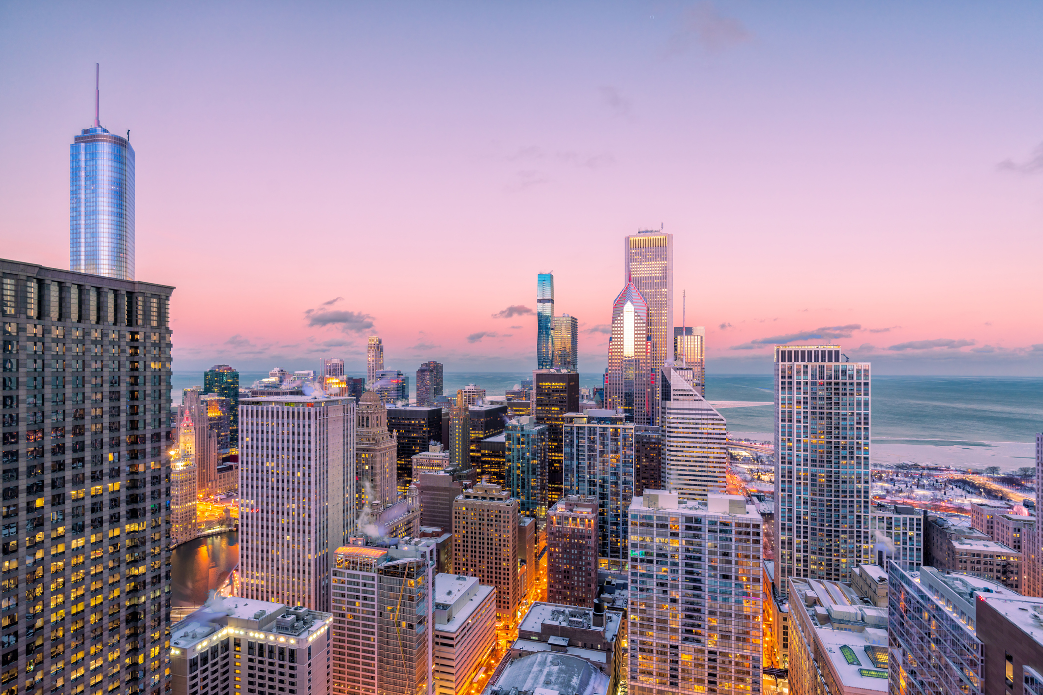 Downtown Chicago Loop - Winter Cityscape